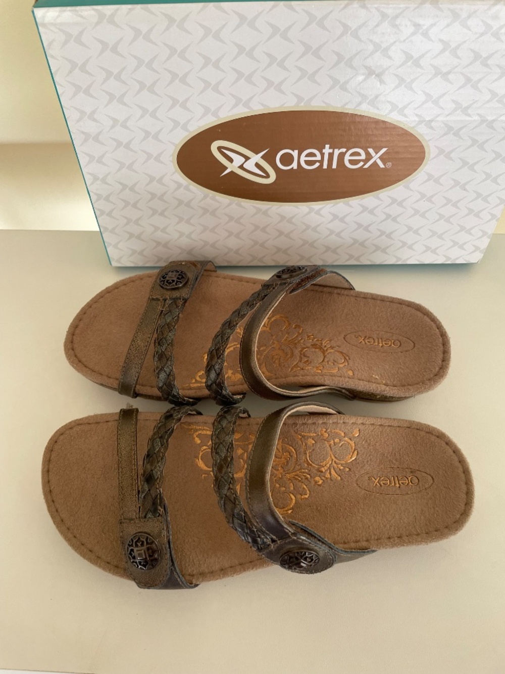 NEW Aetrex Bronze Janey Slide Sandals Womens 7 - Picture 5 of 16